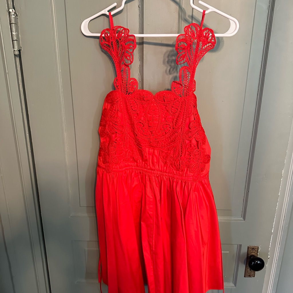 Self Portrait Nwt Red Macrame Lace Mini Size 6